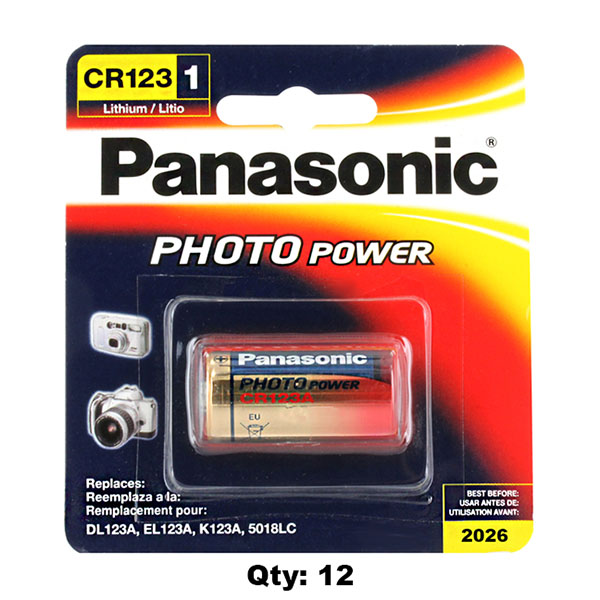 Genuine USA Panasonic CR123A Box of 12 - Camera & Photo Lithium - Watch  Batteries - AA AAA batteries - Rechargeable Batteries - Discount Batteries  - Shipped Free in US